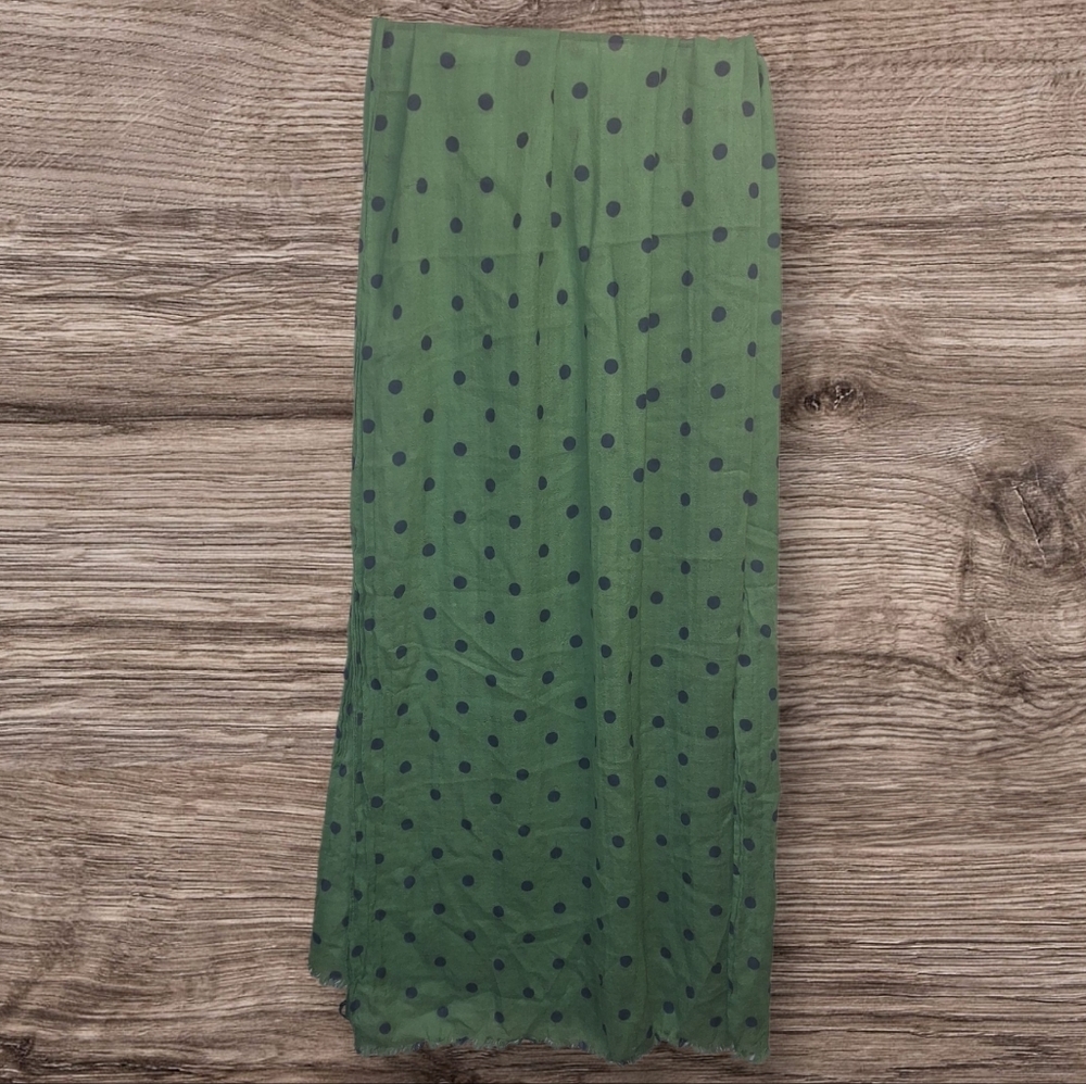J Crew Green Navy Polka Dot Scarf